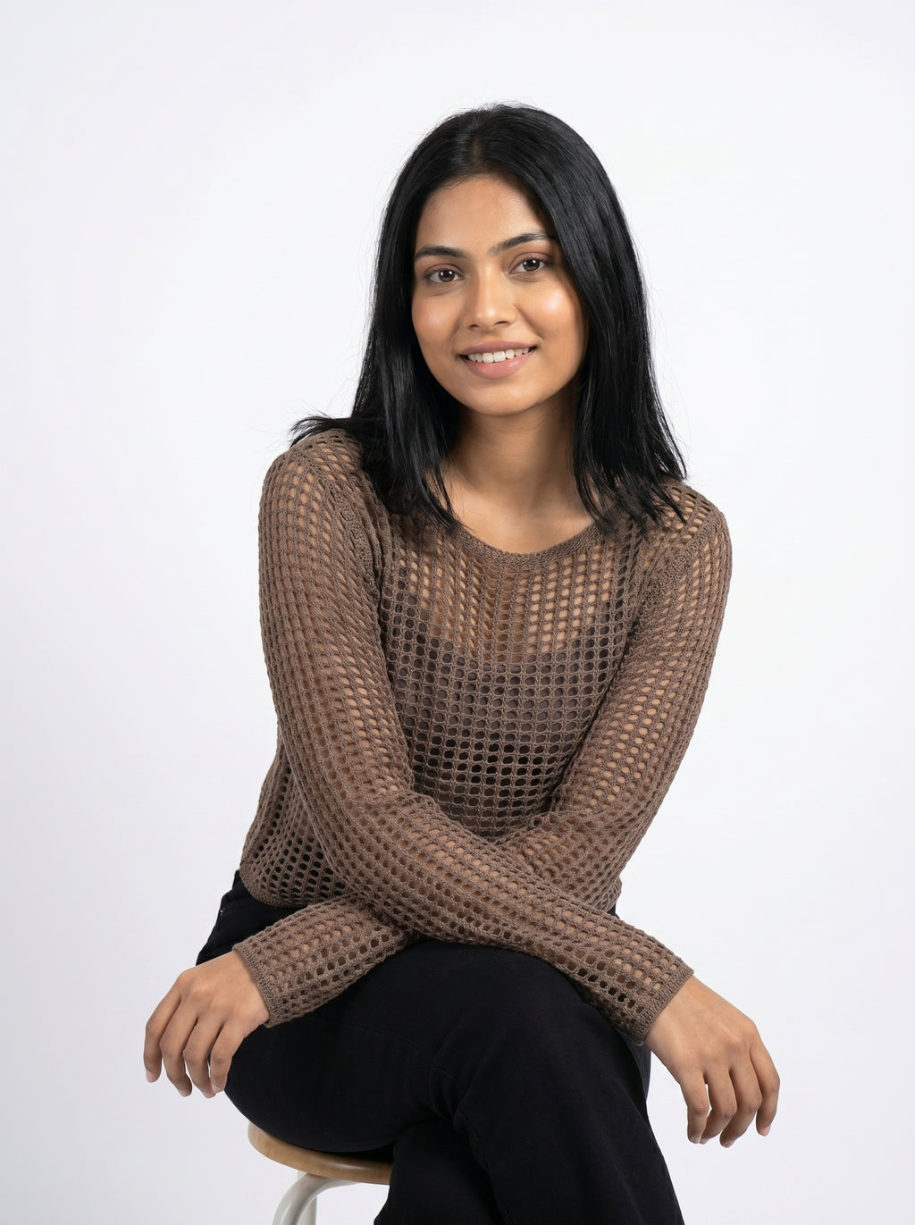 Open Knit Mesh Top with Inner Tank Top