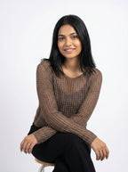 Open Knit Mesh Top with Inner Tank Top