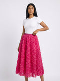 3D Floral Rosette Midi Skirt for Women