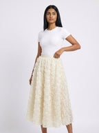 3D Floral Rosette Midi Skirt for Women
