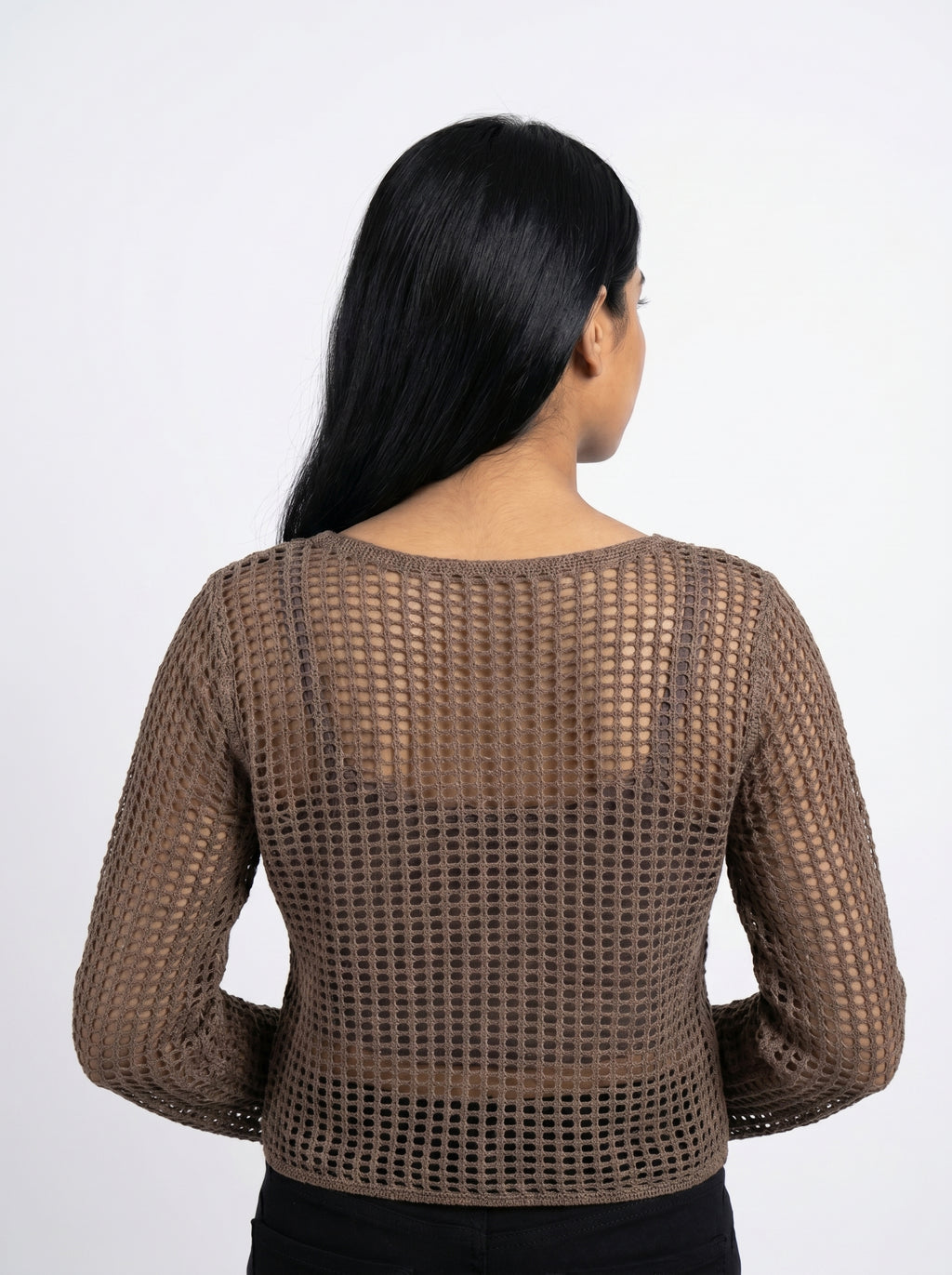 Open Knit Mesh Top with Inner Tank Top