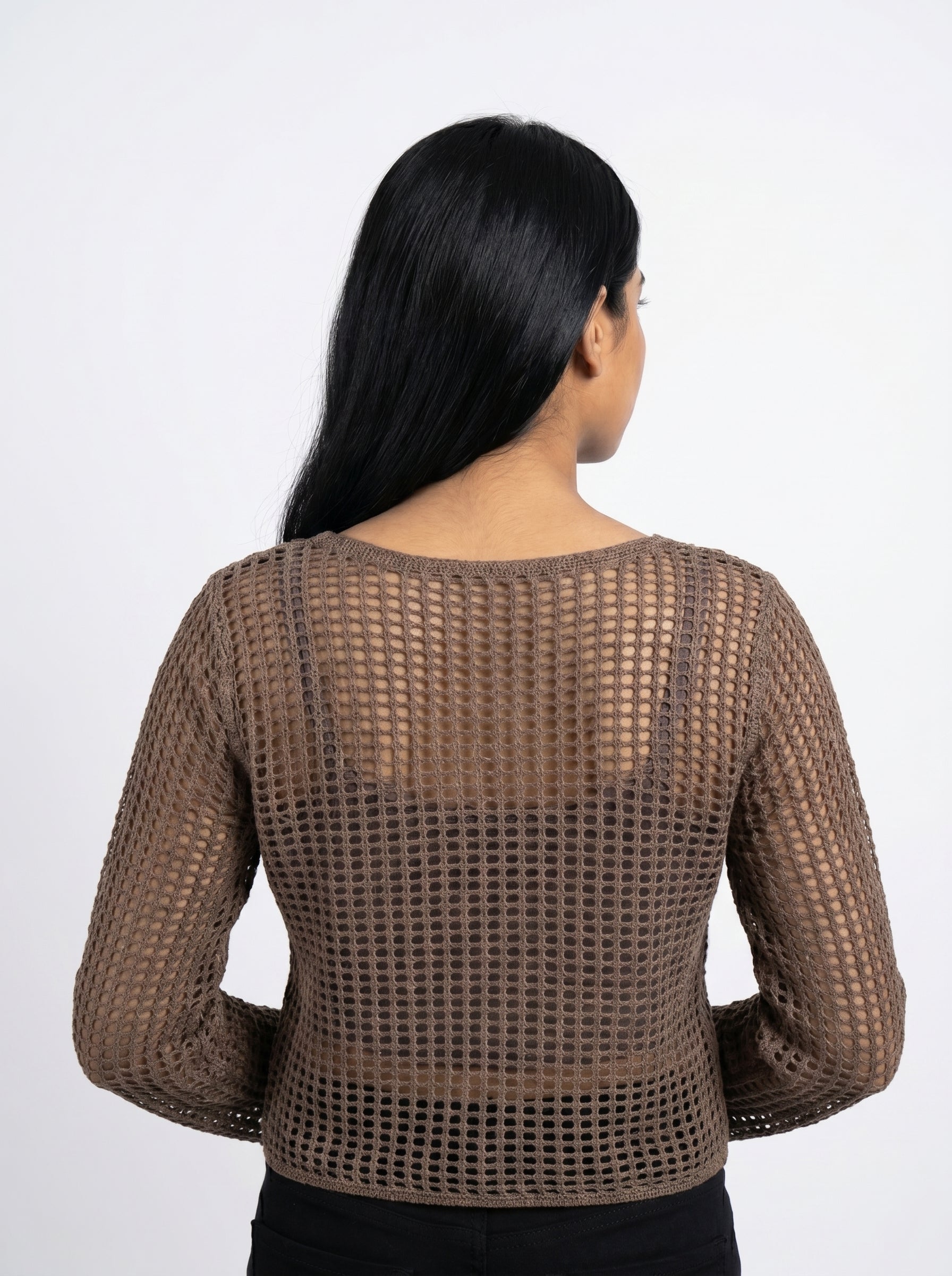 Open Knit Mesh Top with Inner Tank Top