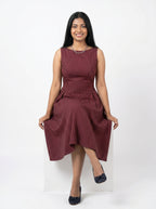 Sleeveless Pinstripe Fit & Flare Midi Dress
