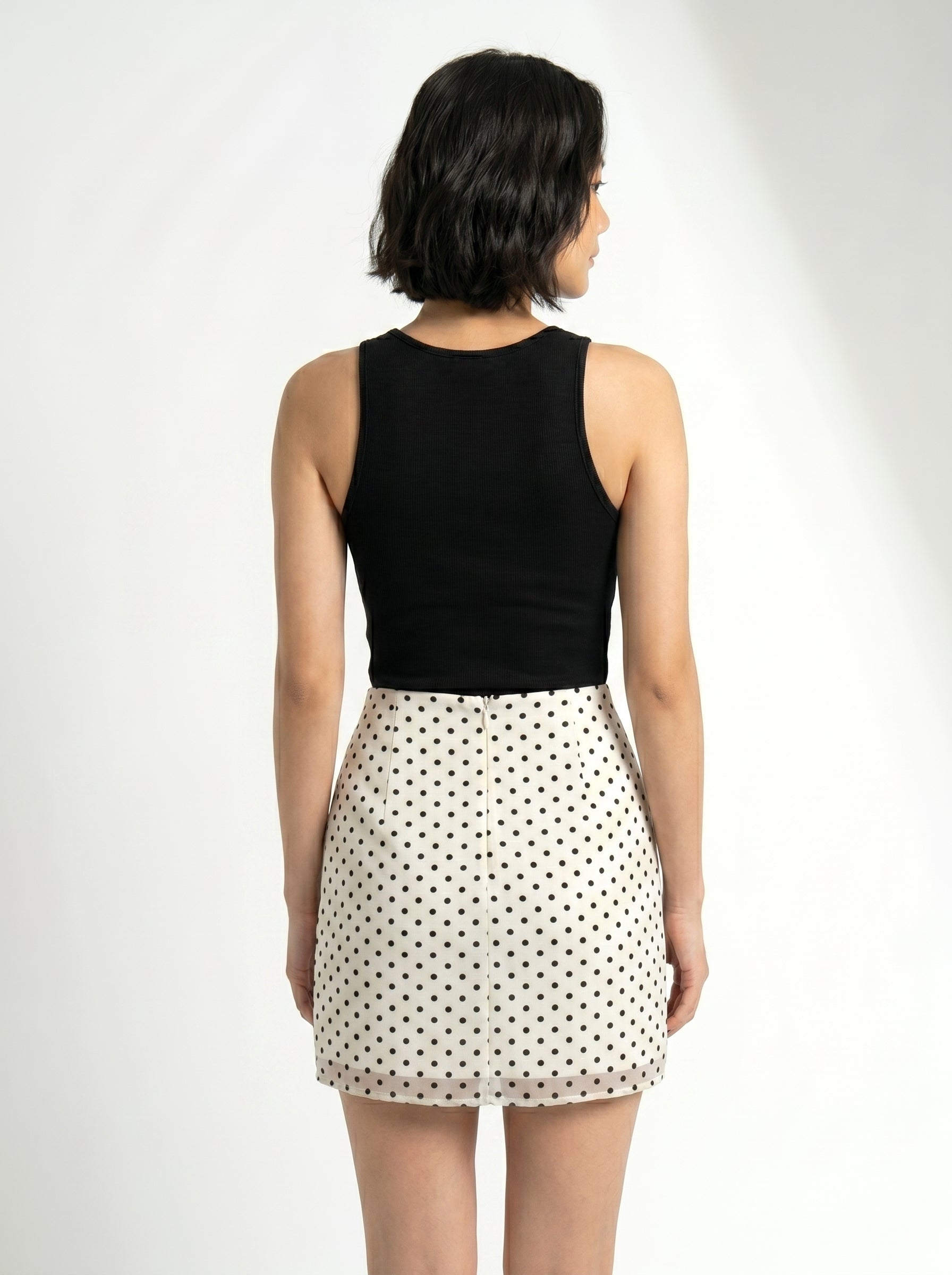 Polka Dot Mesh Mini Skirt