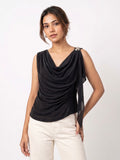 Draped Cowl Neck Sleeveless Top