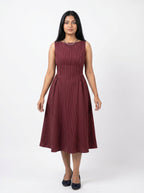 Sleeveless Pinstripe Fit & Flare Midi Dress