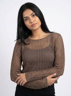 Open Knit Mesh Top with Inner Tank Top
