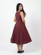 Sleeveless Pinstripe Fit & Flare Midi Dress