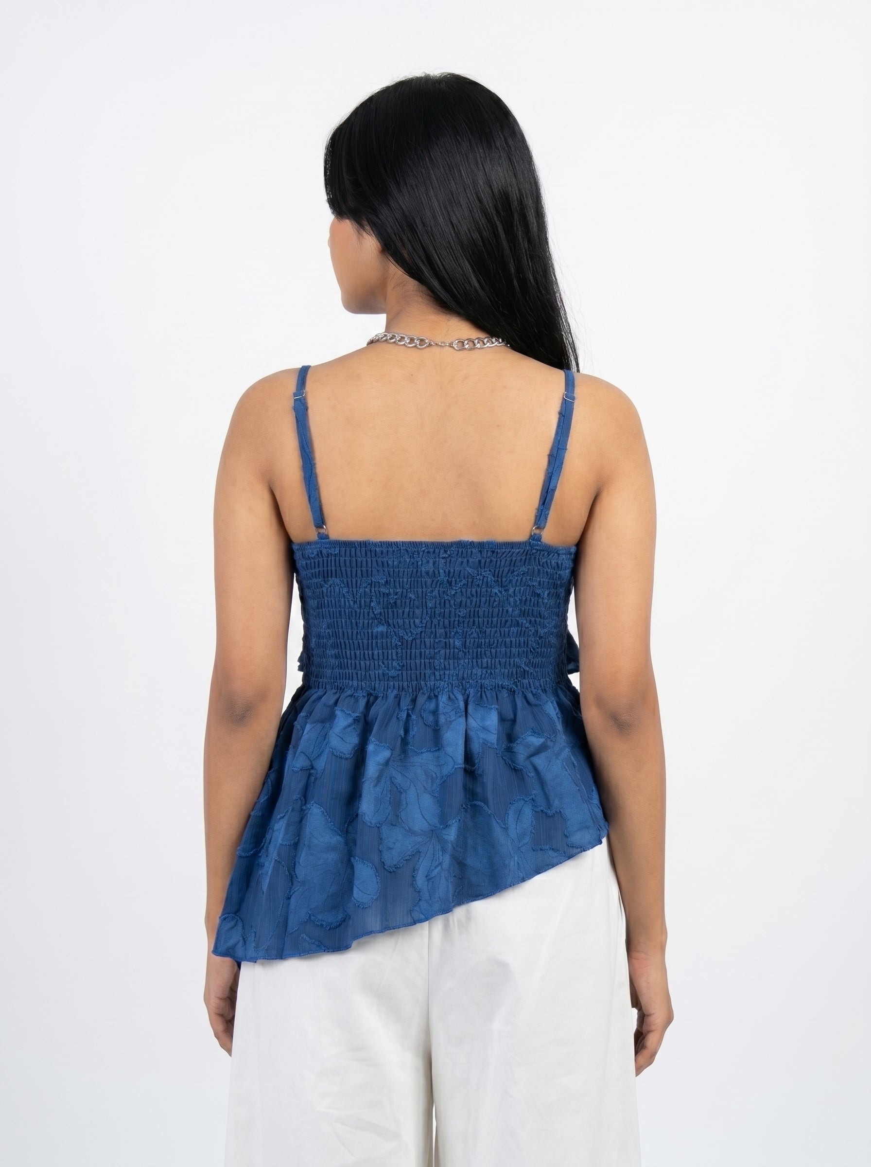 Floral Jacquard Ruffle Cascade Cami Top for Women - Grlboss
