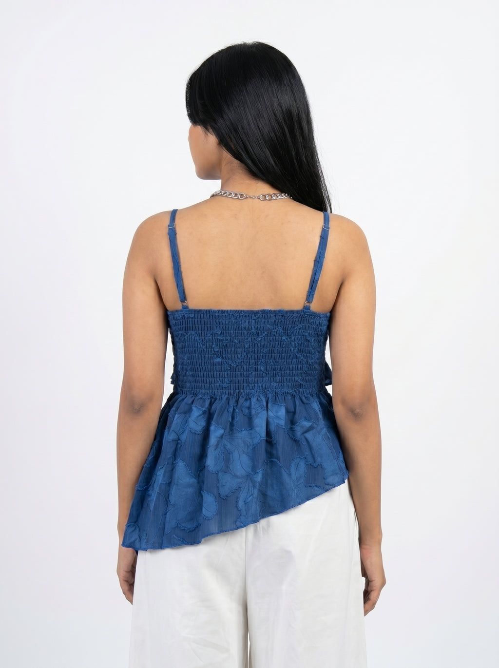 Floral Jacquard Ruffle Cascade Cami Top for Women