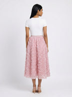 3D Floral Rosette Midi Skirt for Women