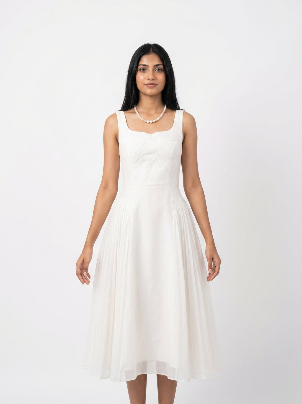Elegant Pleated Midi Dress for Women