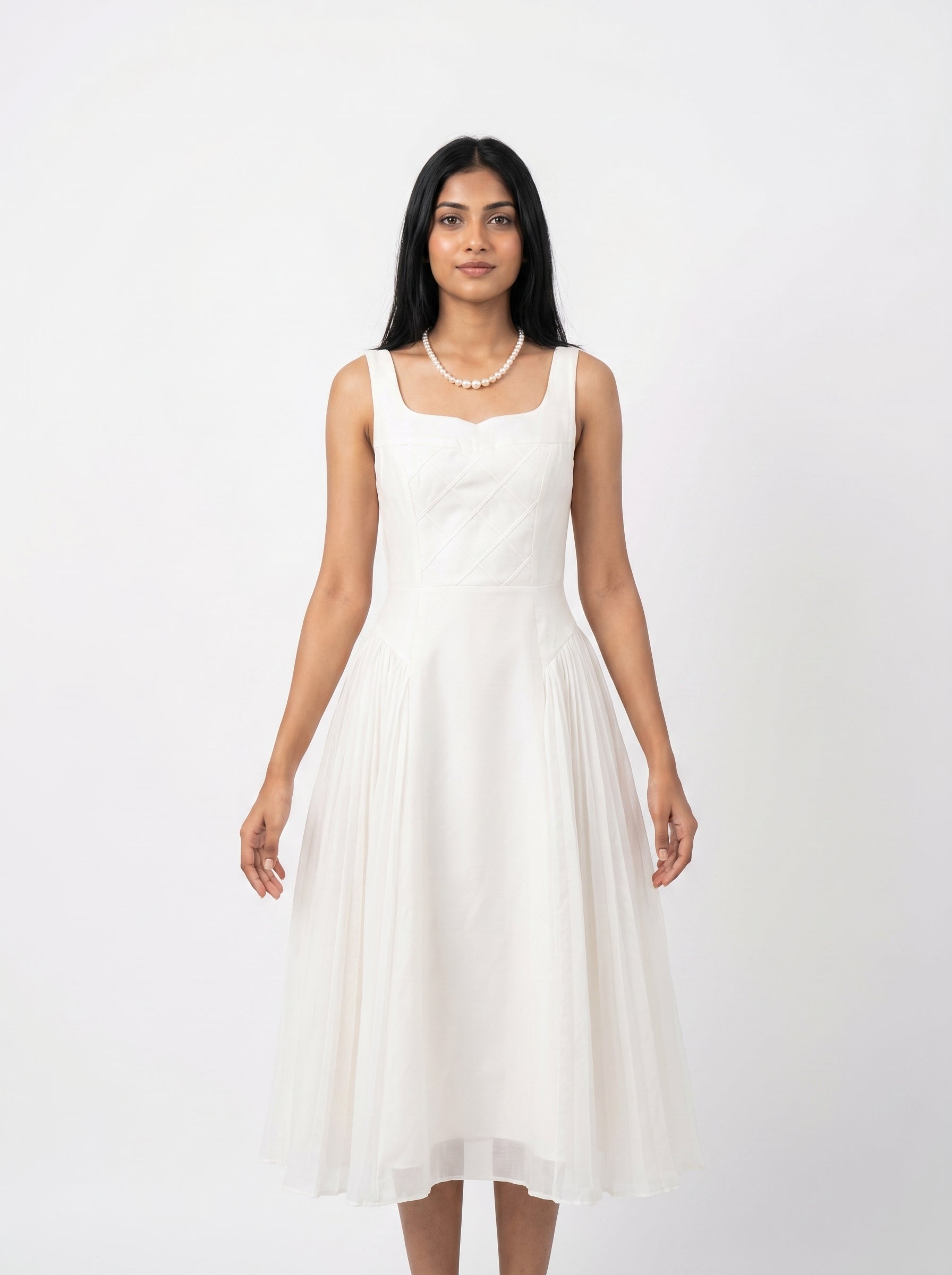 Elegant Pleated Midi Dress for Women
