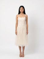 Embroidered Tulle Midi Dress for Women