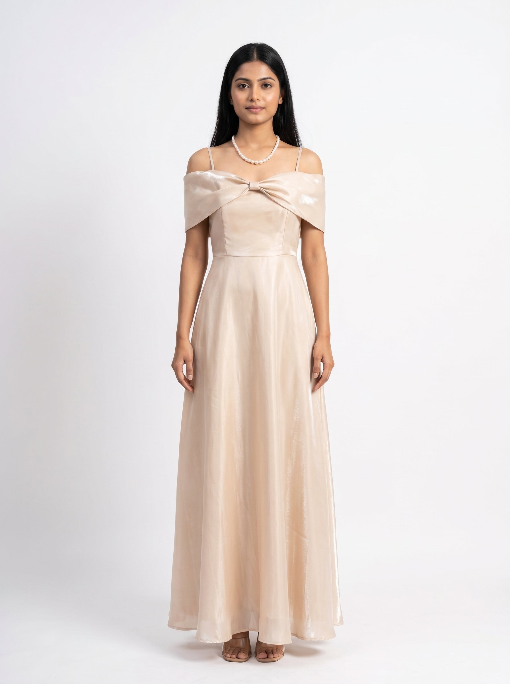 Off-Shoulder Satin Maxi Dress for Women