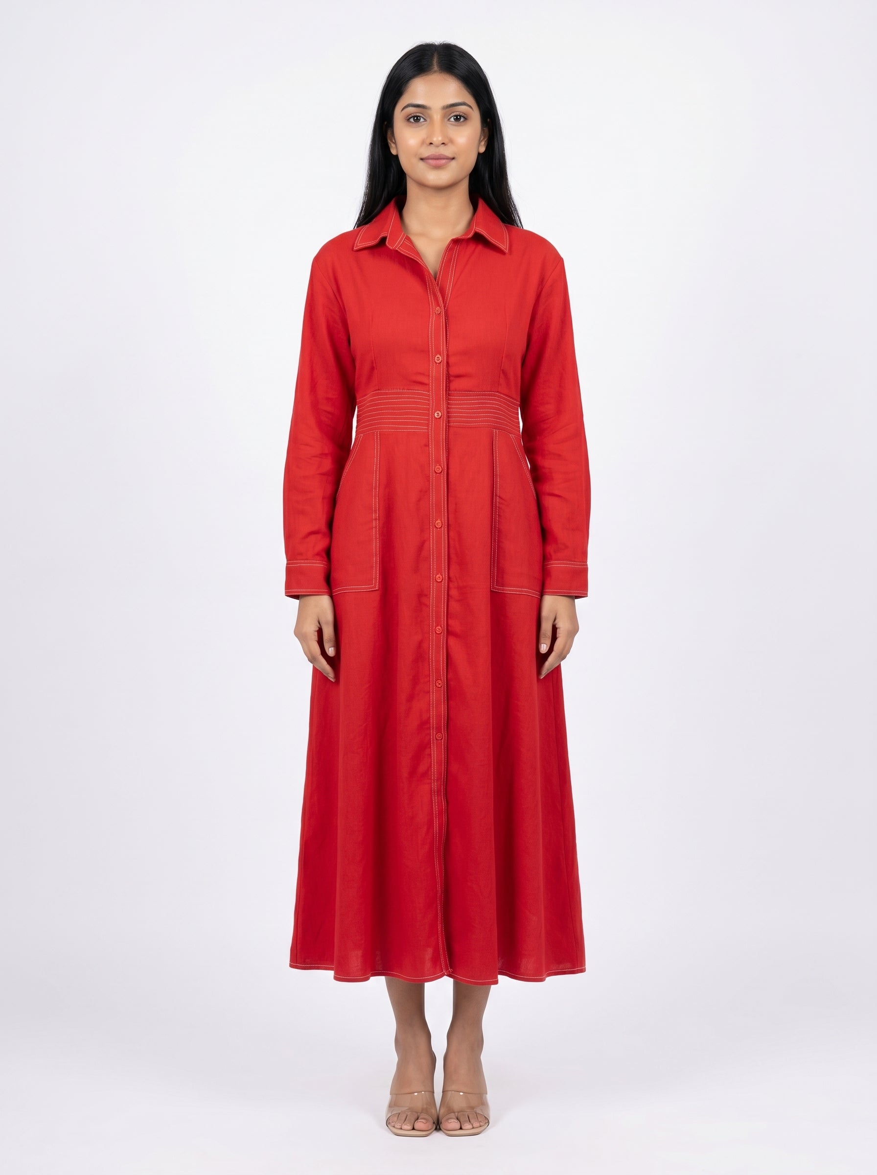 Classic Shirt Midi Dress for Women