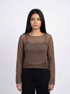 Open Knit Mesh Top with Inner Tank Top