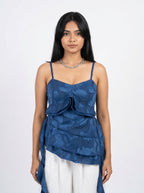 Floral Jacquard Ruffle Cascade Cami Top for Women