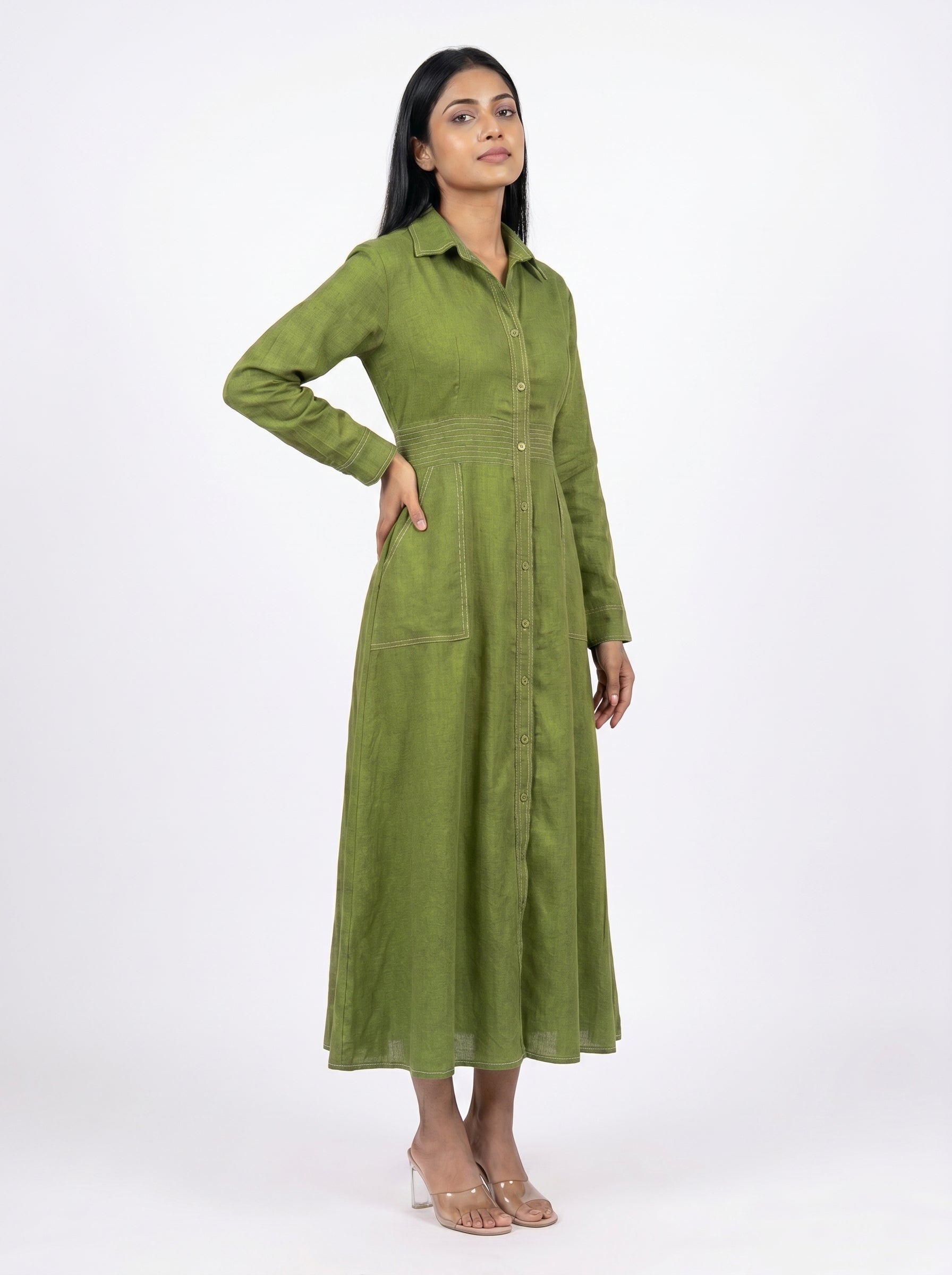 Classic Shirt Midi Dress for Women