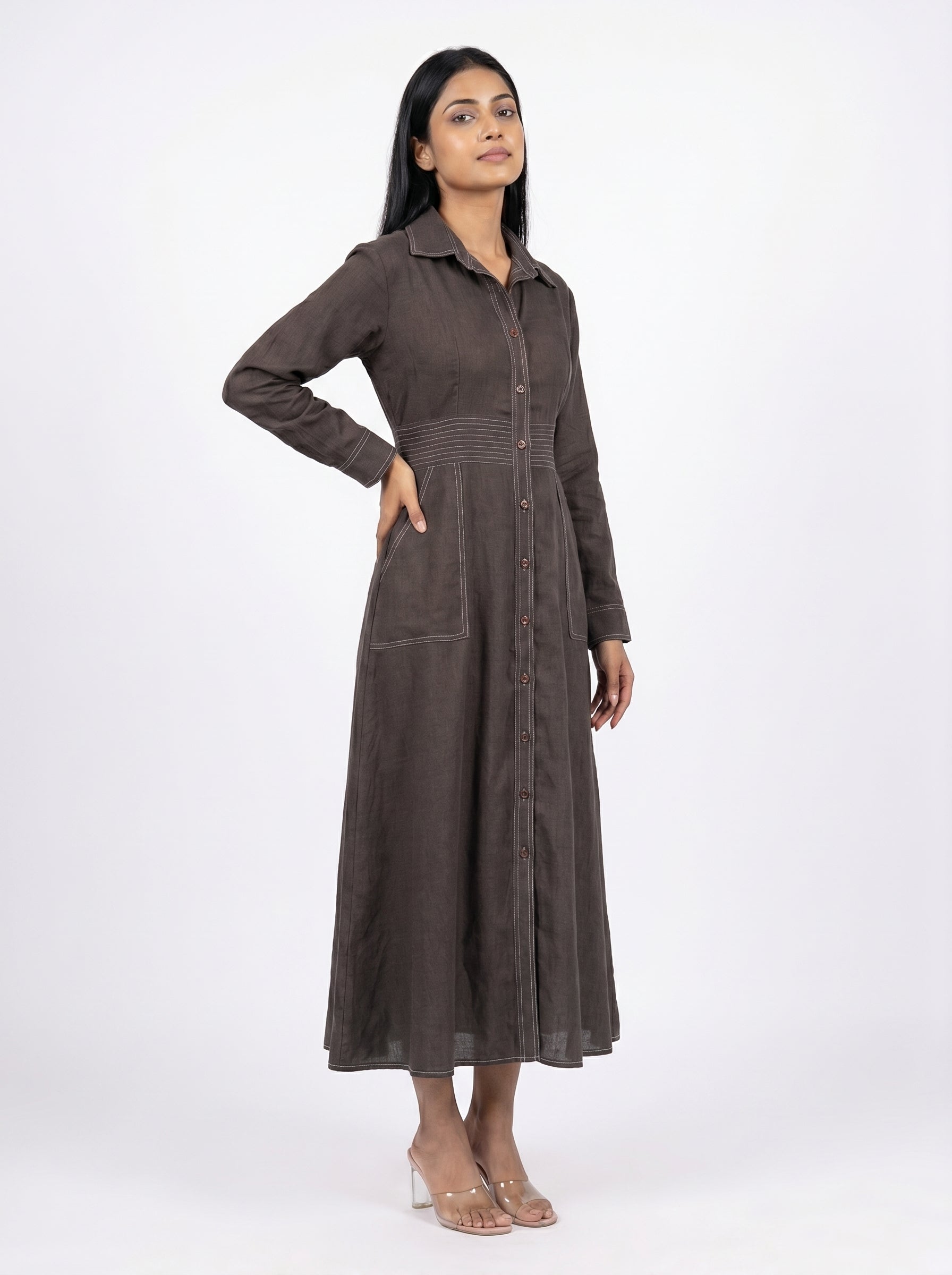Classic Shirt Midi Dress for Women
