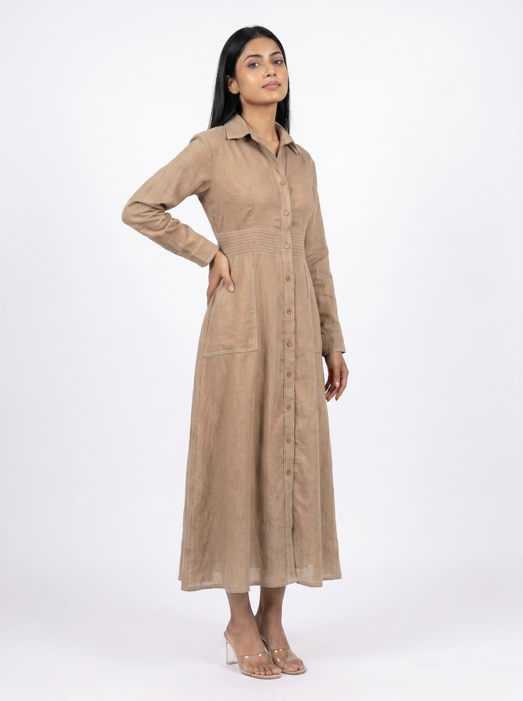 Classic Shirt Midi Dress for Women