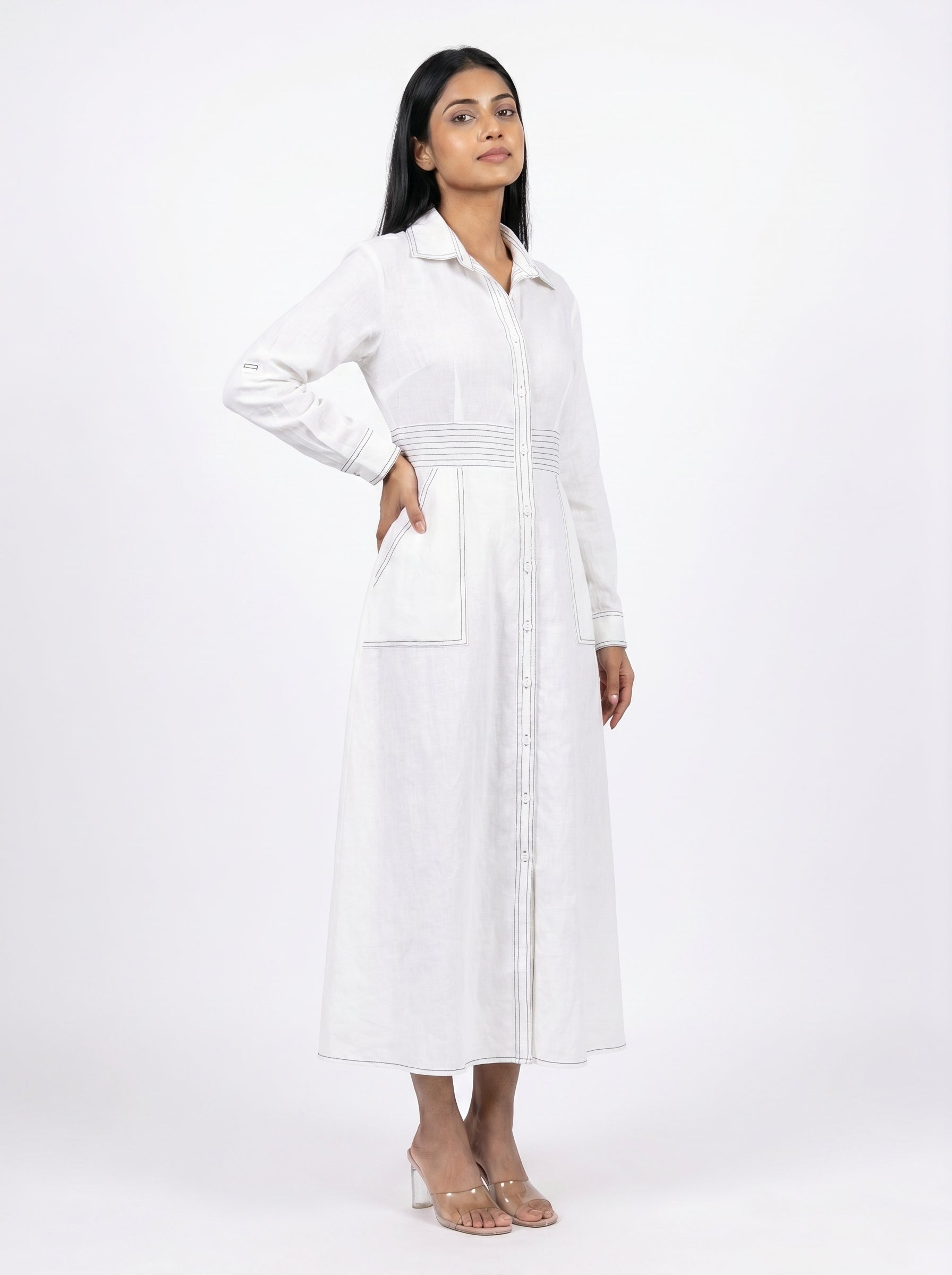 Classic Shirt Midi Dress for Women