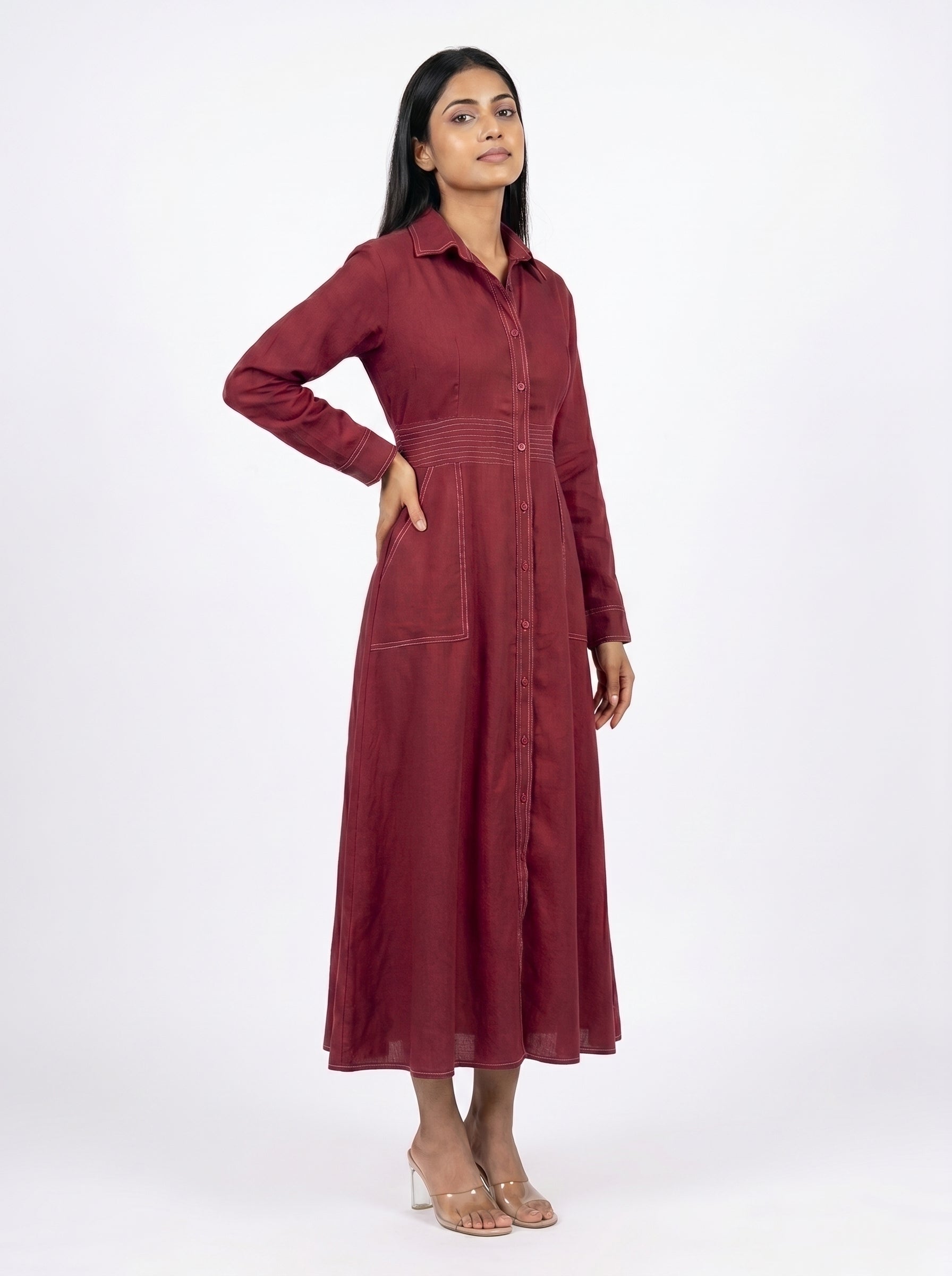 Classic Shirt Midi Dress for Women
