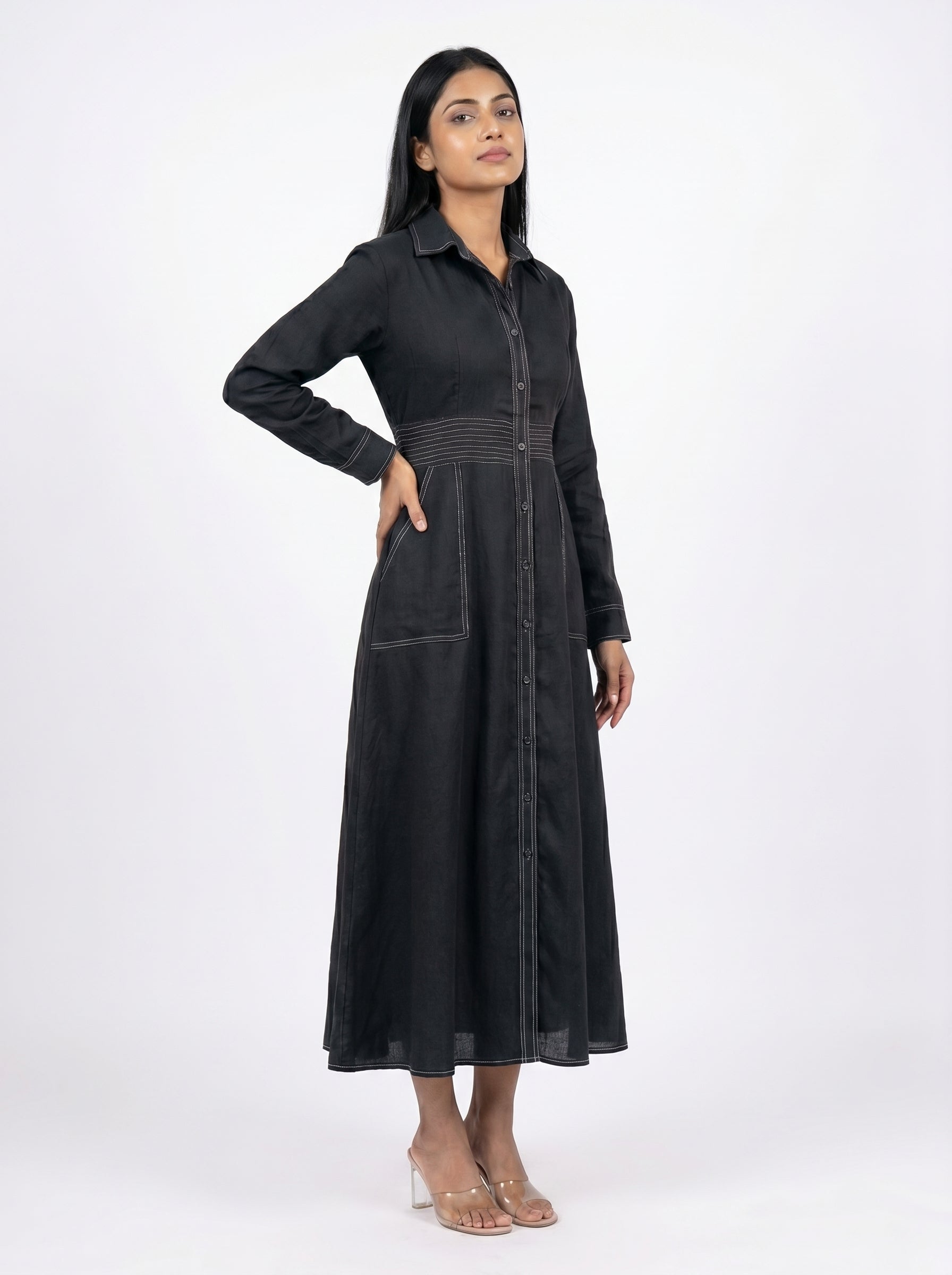 Classic Shirt Midi Dress for Women
