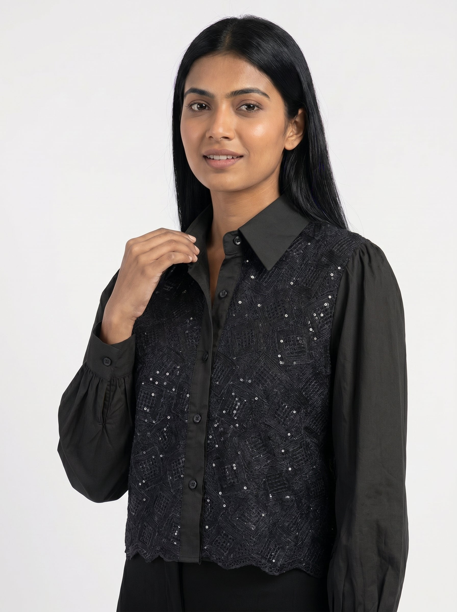 Textured Cropped Shirt for Women
