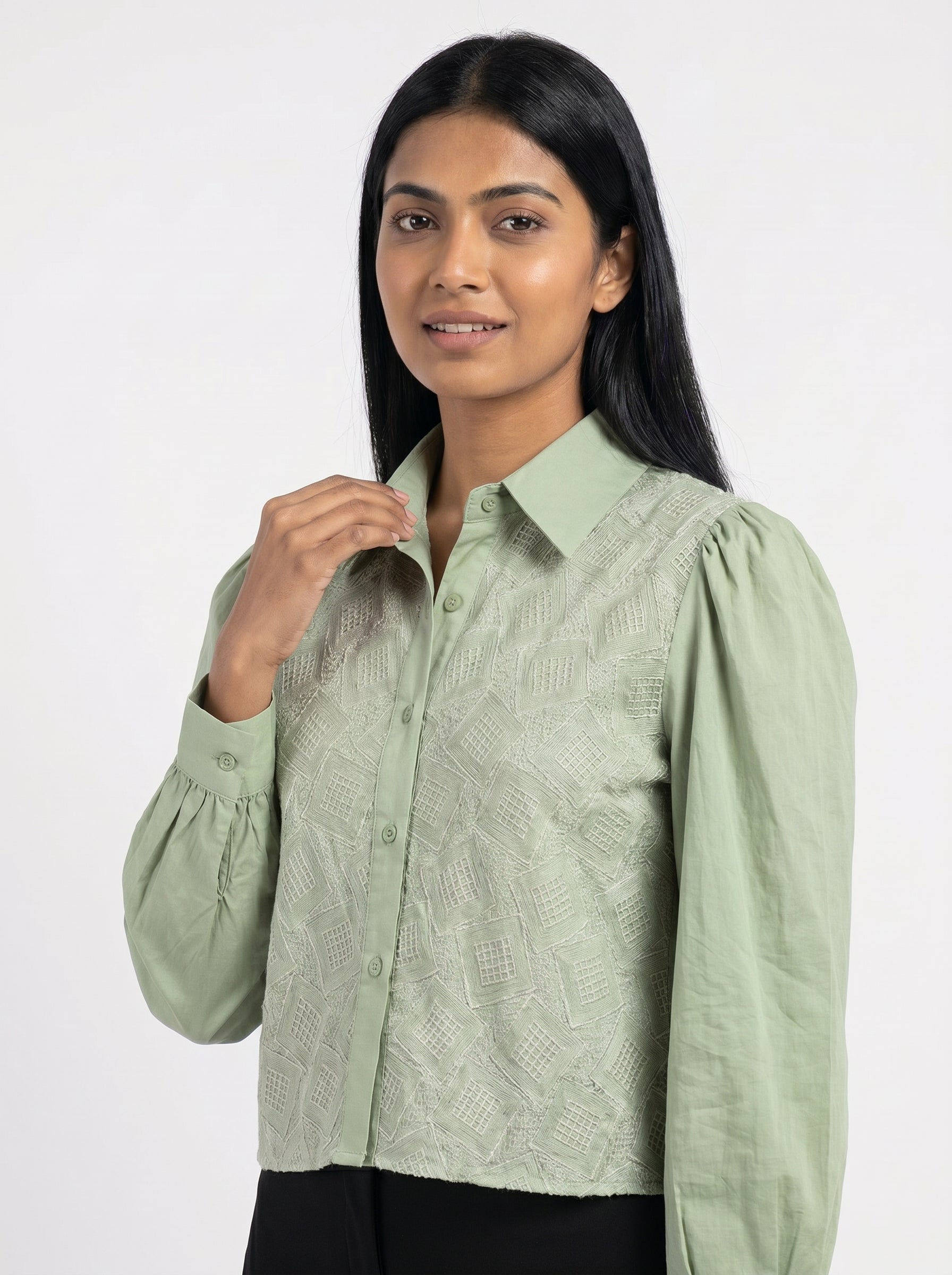 Textured Cropped Shirt for Women