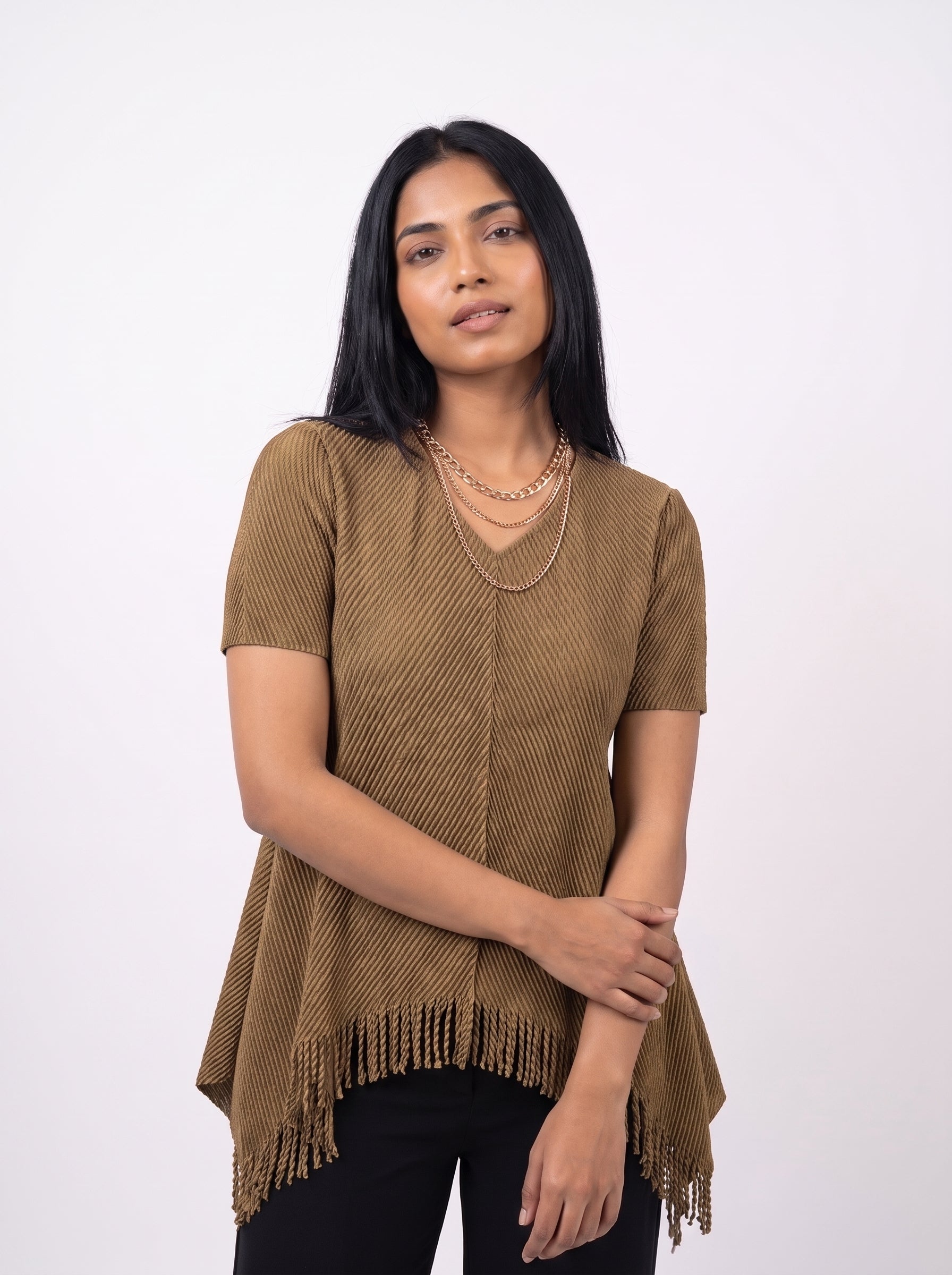 Textured Fringe Hem Top