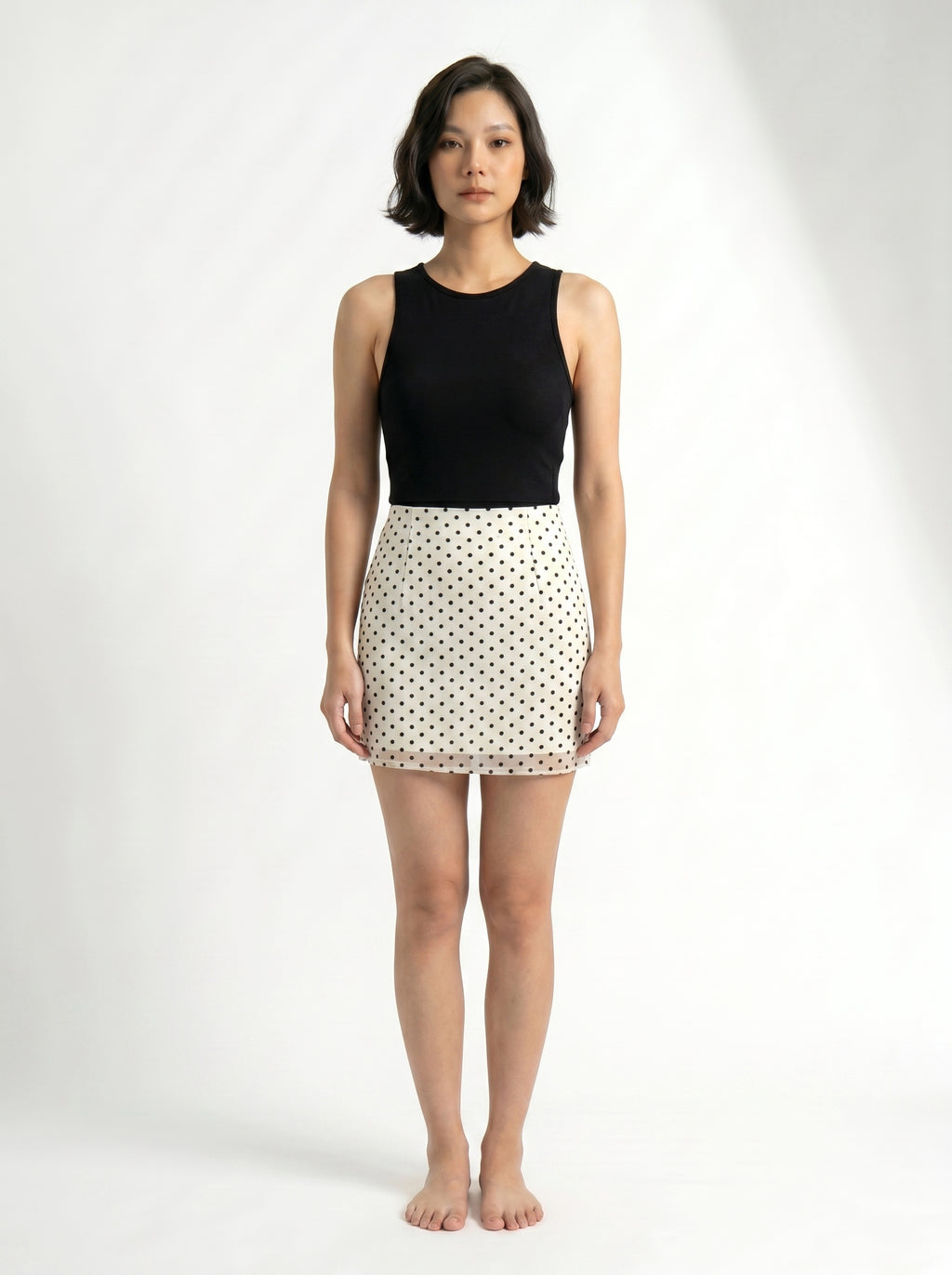 Polka Dot Mesh Mini Skirt