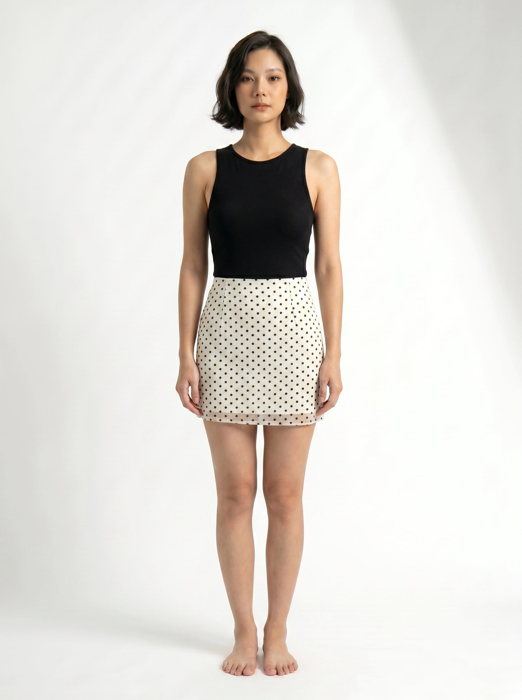 Polka Dot Mesh Mini Skirt