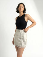 Polka Dot Mesh Mini Skirt