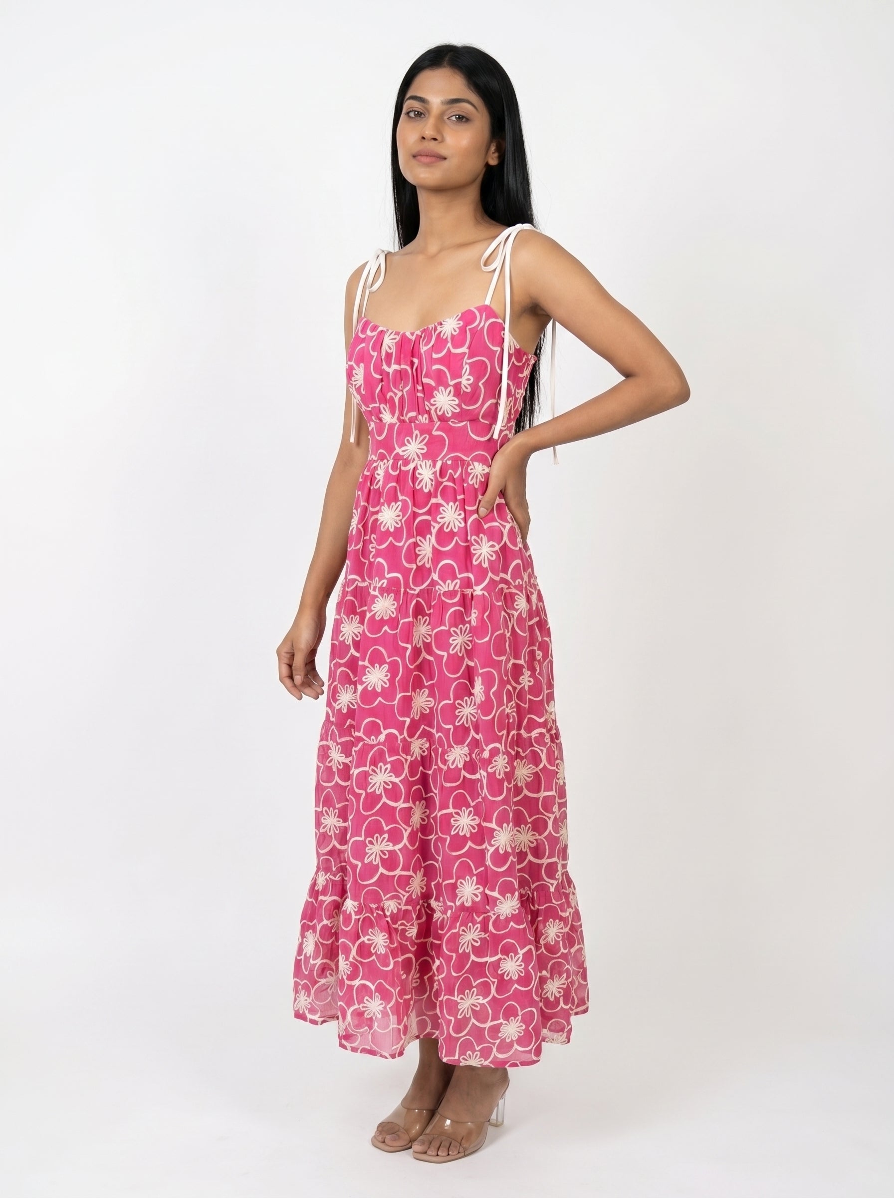Floral Print Tiered Midi Dress for Women - Grlboss Fashion Store