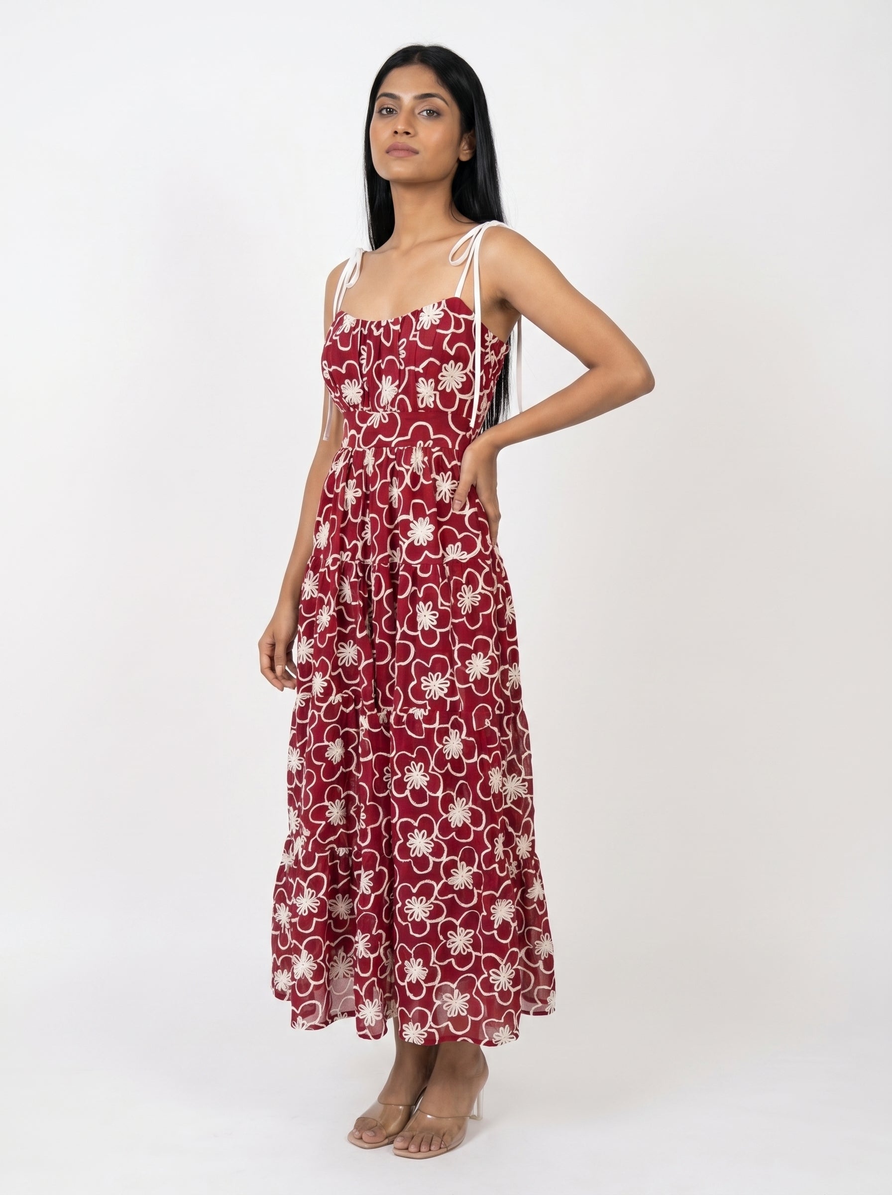 Floral Print Tiered Midi Dress for Women - Grlboss Fashion Store