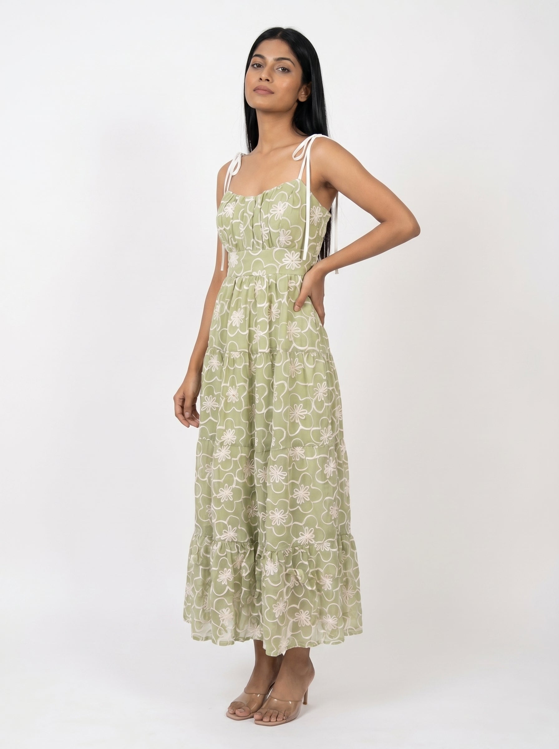 Floral Print Tiered Midi Dress for Women - Grlboss Fashion Store
