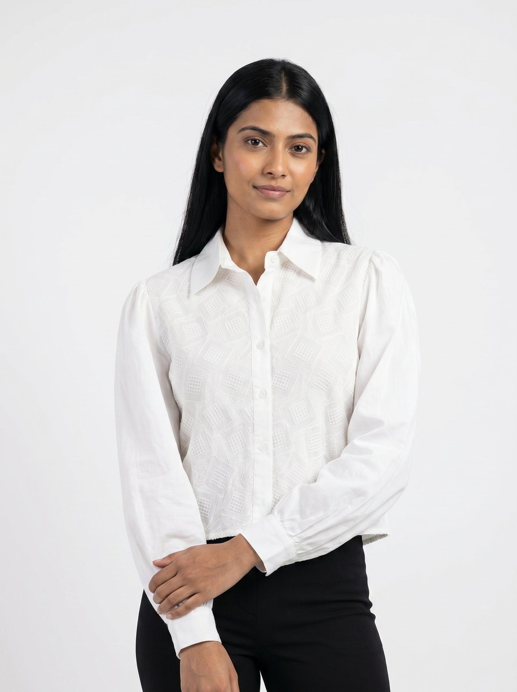 Textured Cropped Shirt for Women - Grlboss Fashion Store