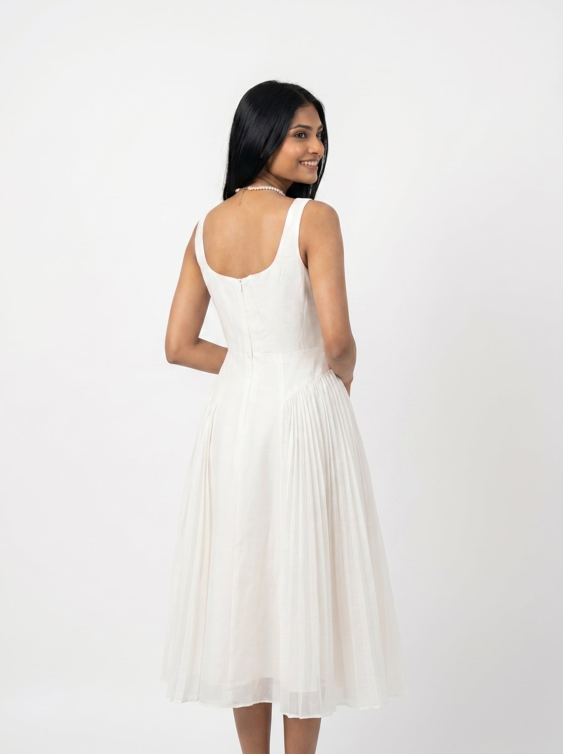 Elegant Pleated Midi Dress for Women