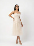 Embroidered Tulle Midi Dress for Women