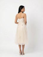 Embroidered Tulle Midi Dress for Women