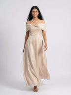 Off-Shoulder Satin Maxi Dress for Women