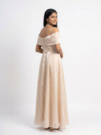 Off-Shoulder Satin Maxi Dress for Women