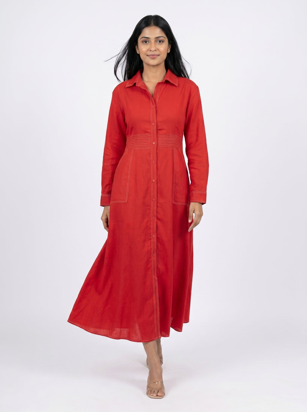 Classic Shirt Midi Dress for Women