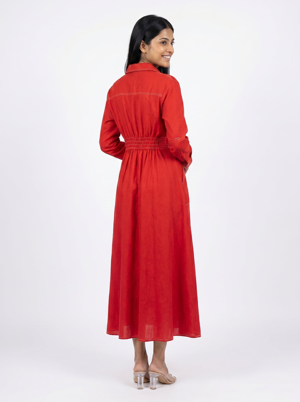 Classic Shirt Midi Dress for Women