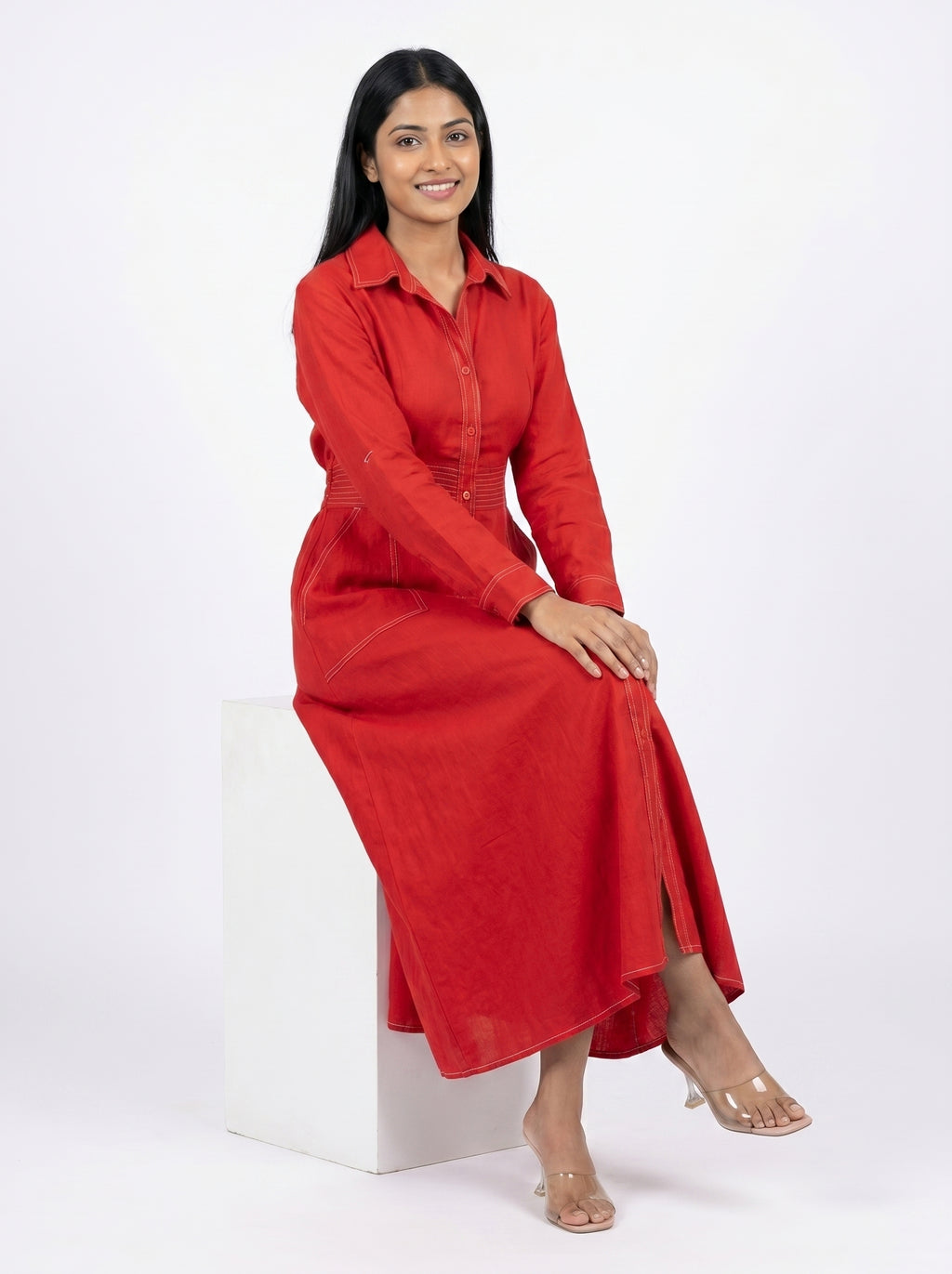 Classic Shirt Midi Dress for Women