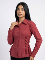 Pinstripe Tie-Up Shirt for Women