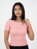 Chain Detail Ribbed Knit Top for Women