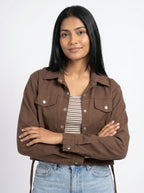 Two Piece Cropped Shirt Set for Women