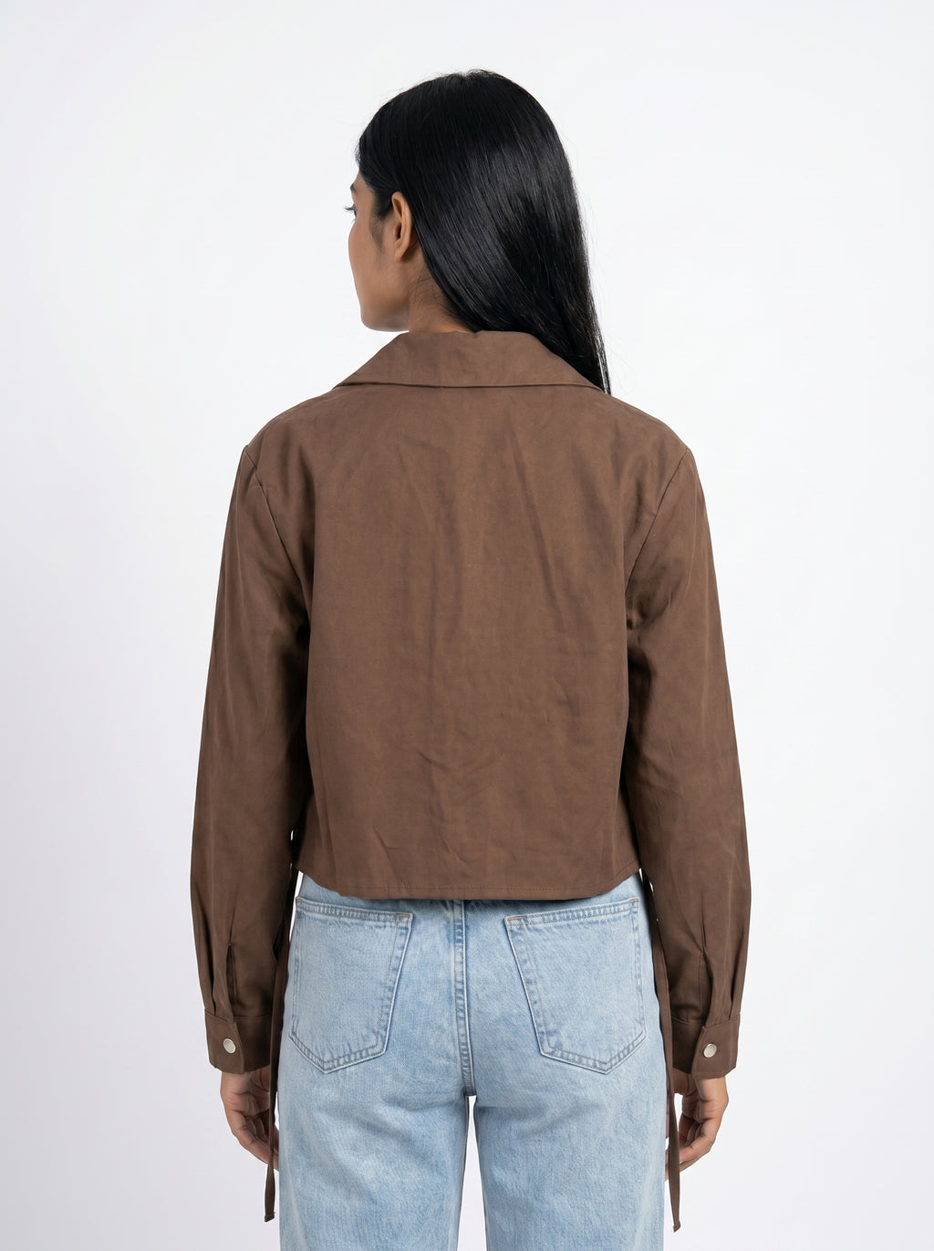 Two Piece Cropped Shirt Set for Women
